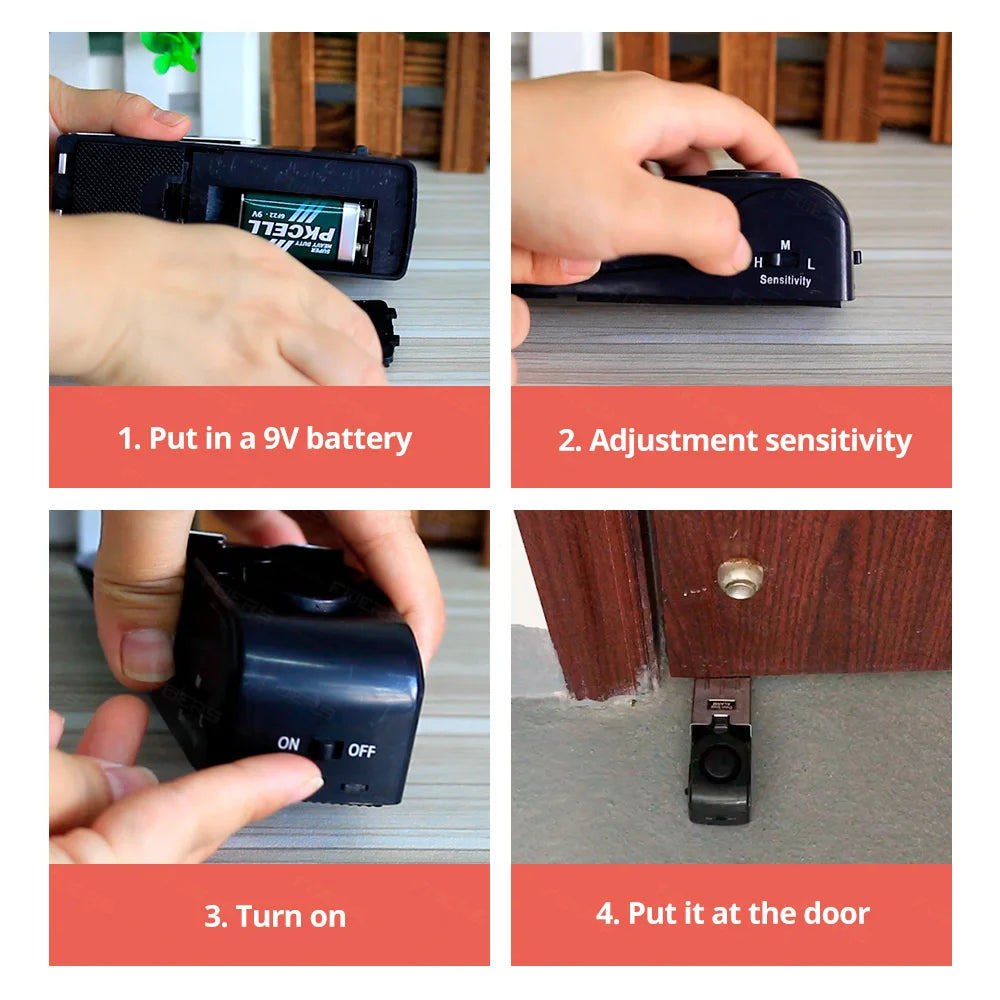 FUERS Wireless Door Stop Alarm – 125dB Portable Anti-Theft Security System