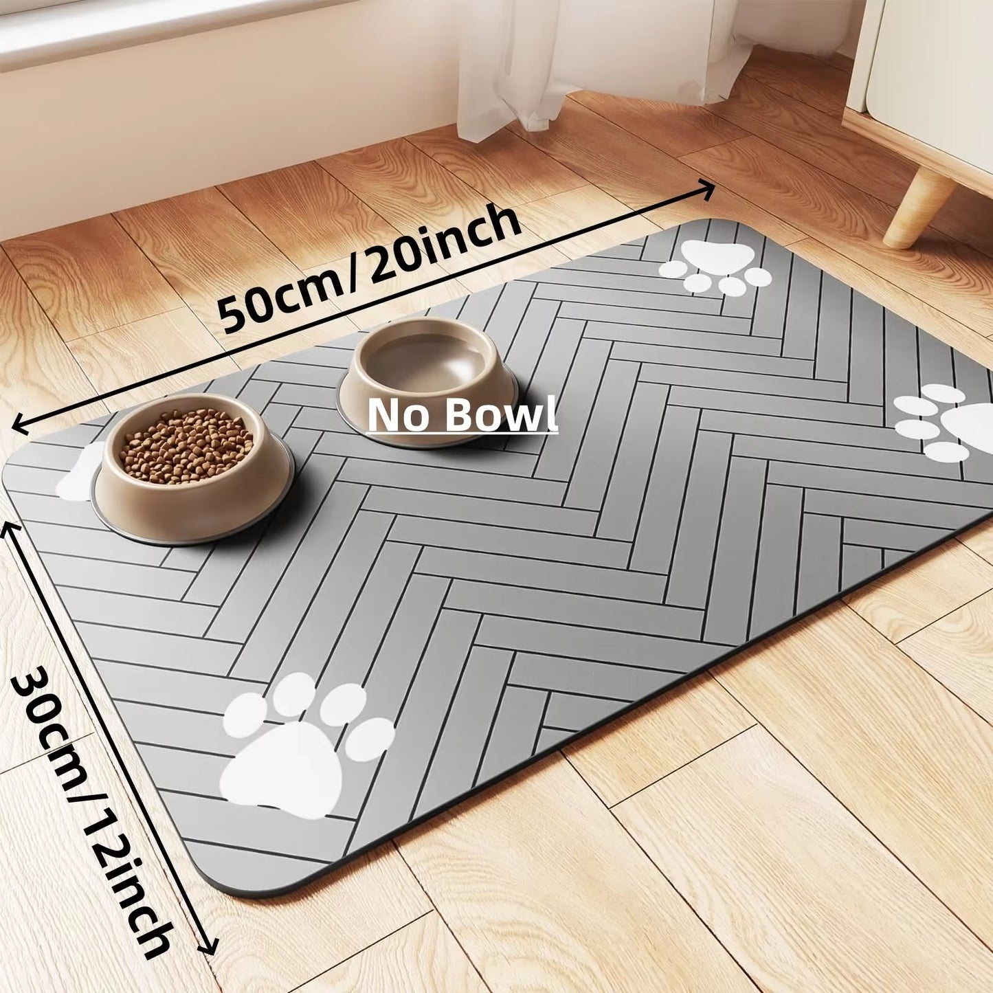 Absorbent Pet Feeding Mat – Waterproof Placemat with Rubber Backing for Dog & Cat Bowls | Quick-Dry, Non-Slip
