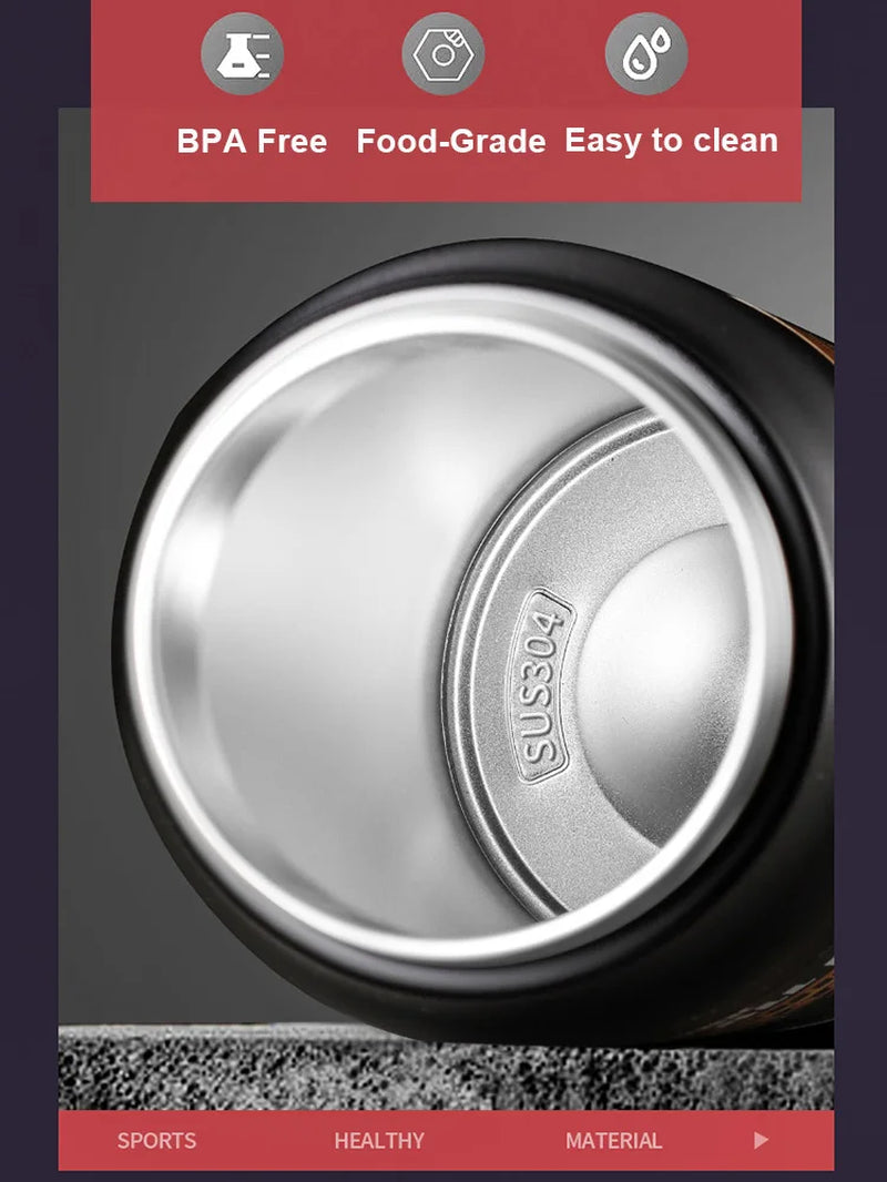 Portable 304 Stainless Steel Thermal Water Bottle with Straw – Double Wall Vacuum Insulated Sports Flask