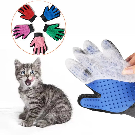 5-Finger Pet Grooming Glove – Deshedding & Bath Brush for Cats & Dogs, Adjustable Wrist, Machine Washable