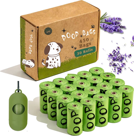 EPI Biodegradable Dog Poop Bags – Lavender Scented, Extra Thick, Leakproof with Dispenser