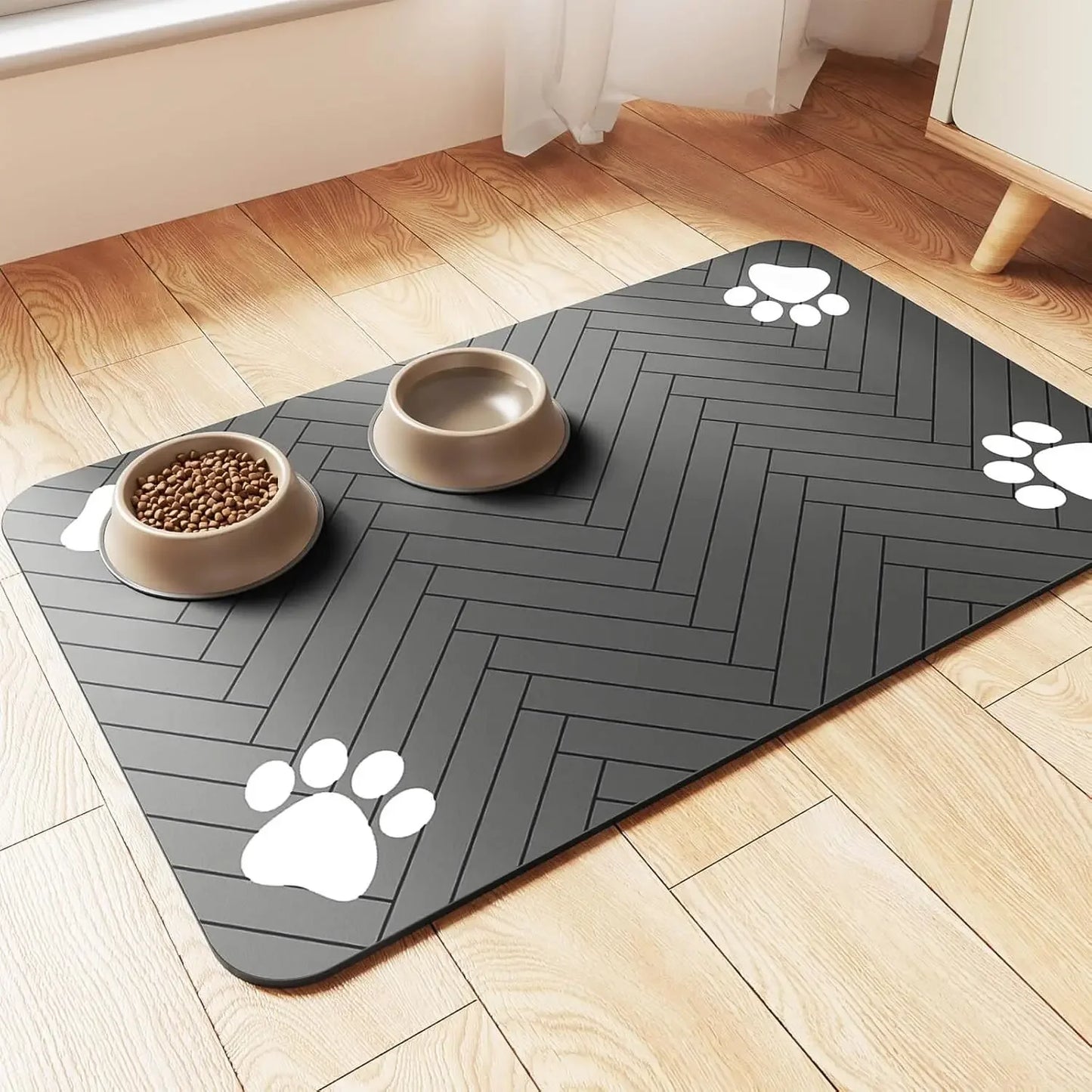 Absorbent Pet Feeding Mat – Waterproof Placemat with Rubber Backing for Dog & Cat Bowls | Quick-Dry, Non-Slip