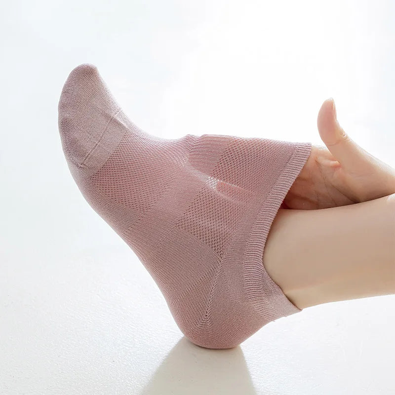 Women’s Bamboo Fibre Socks – Thin, Breathable, Low-Cut Liner – Solid Colour – 5 Pairs
