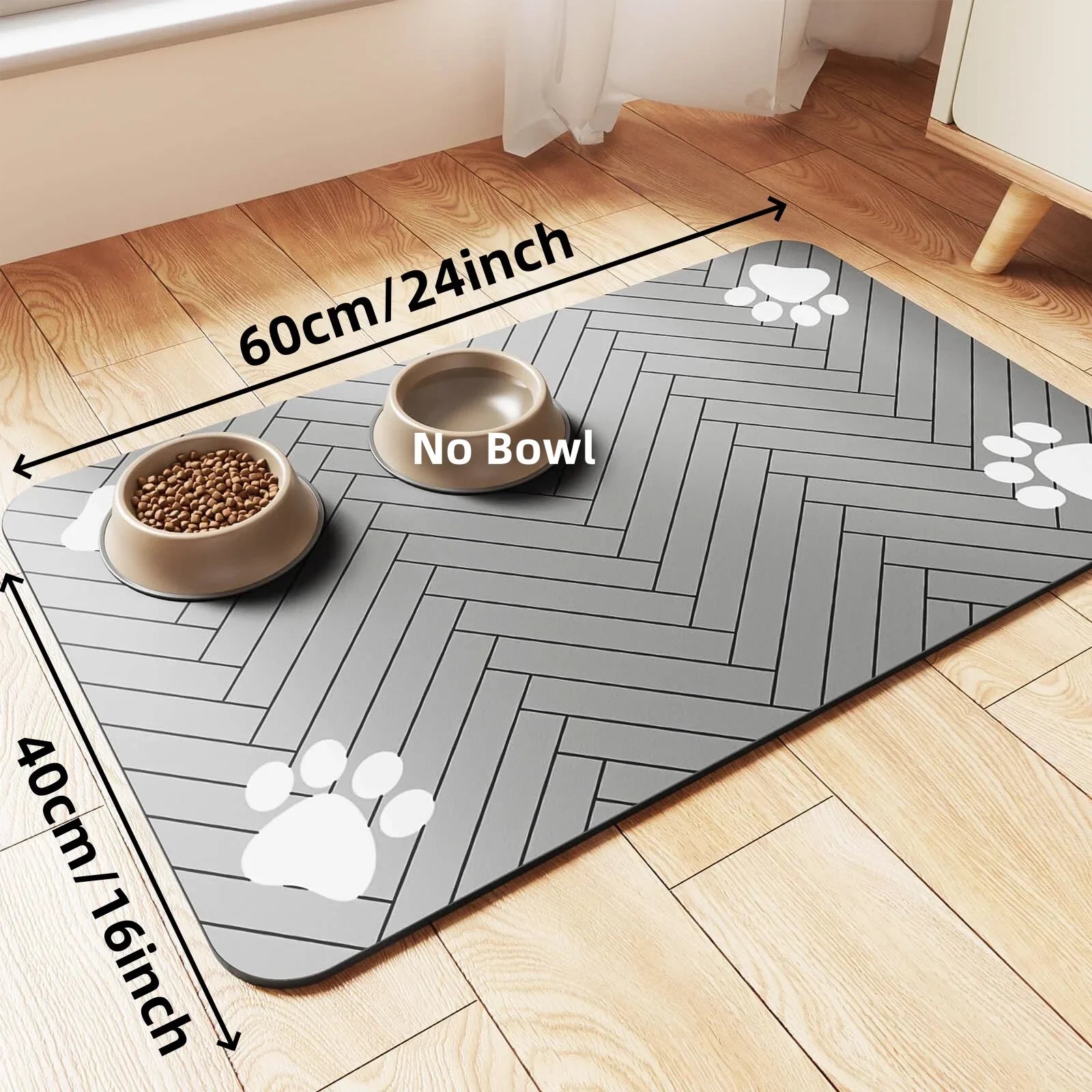 Absorbent Pet Feeding Mat – Waterproof Placemat with Rubber Backing for Dog & Cat Bowls | Quick-Dry, Non-Slip