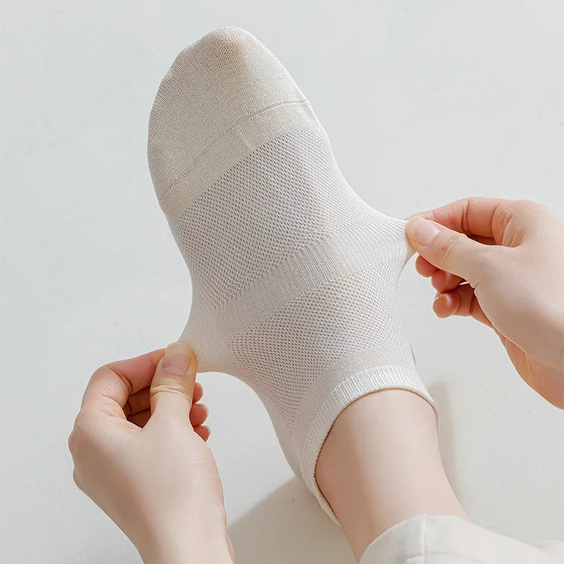 Women’s Bamboo Fibre Socks – Thin, Breathable, Low-Cut Liner – Solid Colour – 5 Pairs