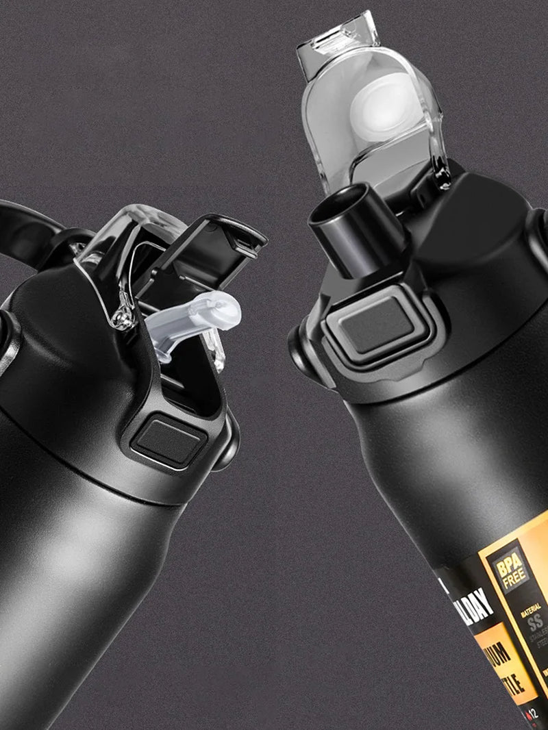 Portable 304 Stainless Steel Thermal Water Bottle with Straw – Double Wall Vacuum Insulated Sports Flask